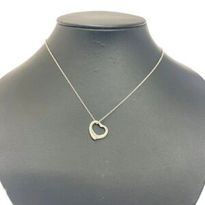TIFFANY Co Silver Open Heart Necklace